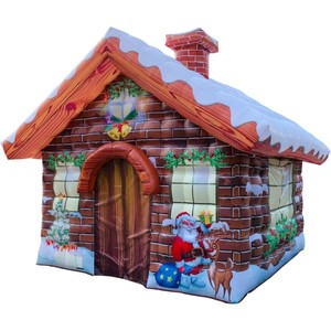 Tente d'atelier du Père Noël gonflable pour l'intérieur et l'extérieur, maison de jeu gonflable sur le thème de Noël avec toit enneigé, PVC robuste - Product Image 1