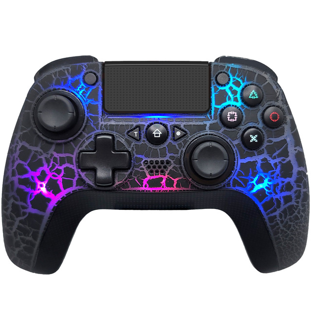 Wireless RGB Game Controller for PS4 Crack Light Vibration Gyroscope Comfortable Joystick Gamepad with Wireless Connectivity
