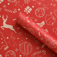 Kertas Kado Kraft Natal 50x70cm Custom untuk Pembungkus Kado Liburan, Dekorasi Rumah, dan Kemasan Buket Bunga