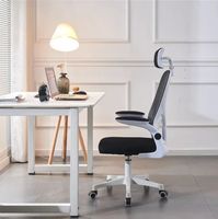 Chaise de bureau exécutive ergonomique pivotante moderne et confortable en tissu, design à dossier croisé, accoudoirs réglables, appuie-tête réglable