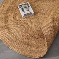 Tapis rond en jonc de chenille naturel tressé à la main, tapis de sol tissé écologique, tapis de style bohème pour salon, chambre à coucher, décoration intérieure