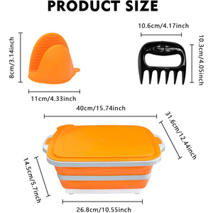 New 8L and 16L Collapsible Meal Prep Container Lock Buckle Food Storage with Cutting Board BBQ Prep Tub with <b>Locking</b> Lid - Product Image 2