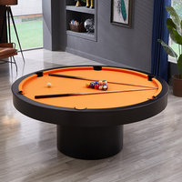 Table de billard de luxe haut de gamme, ronde, sur mesure, 6 pieds, forme brillante, multicolore, en marbre, avec table à manger