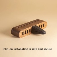Diffuseur de parfum pour voiture en bois de noyer noir, sans parfum, rechargeable, avec clip pour grille d'aération et noyau en coton remplaçable
