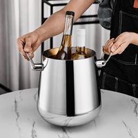 Seau à glace commercial à double paroi en acier inoxydable, refroidisseur de champagne, refroidisseur de bière et de vin pour bar, KTV, restaurant, hôtel, vente en gros