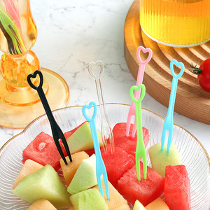 Fruit Forks Plastic Heart Shape <b>Disposable</b> Party Serving Utensils For Fruit <b>Platter</b> Summer Snacks - Product Image 1