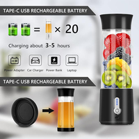Mixeur Portable 20oz avec Couvercle de Voyage, Rechargeable USB, Sans BPA, à Haute Vitesse, Mode Pulse, pour Jus et Smoothies