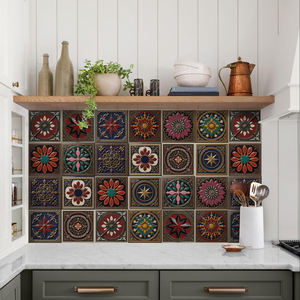 Autocollants muraux en PVC à effet de motif de fleurs Panneaux muraux à peler et à coller Carreau de dosseret résistant à l'huile imperméable pour la cuisine - Product Image 6