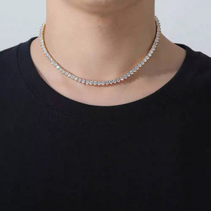 925 bạc mạ vàng moissanite kim cương Ba prong Tennis Vòng cổ/Vòng đeo tay chuỗi 3mm-5mm rộng vượt qua kiểm tra kim cương - Product Image 6