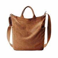Sac fourre-tout en velours côtelé avec logo personnalisé, grande capacité, sangle réglable, sac à bandoulière anti-éclaboussures