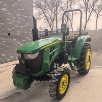 Tractor de Ruedas 3B504 4WD de Segunda Mano, Precio Bajo Premium, Motor Diésel de 60HP y 4 Cilindros, Caja de Cambios con Selector de Marchas, Verde Amarillo