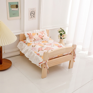 Современная классическая французская кровать для кошек Роскошная сосновая деревянная мебель для домашних животных с устойчивой плюшевой пенопластовой бархатной клеткой для кошек и собак - Product Image 3