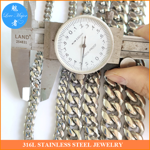 Hip Hop Hot Heavy Shine Pulido Tense Cadena cubana Collar <span class=keywords><strong>de</strong></span> acero inoxidable Joyería <span class=keywords><strong>de</strong></span> moda para hombre - Product Image 6