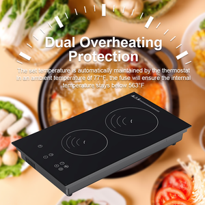 Precio bajo Control fácil negro 3000W doble sobrecalentamiento 2 quemador cristal inteligente Hotpot Cocina de Inducción - Product Image 4