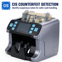 Machine de comptage de billets double CIS pour plus de 150 devises, compteur de valeur à écran tactile 4,3 pouces 22C, machine de comptage de monnaie précise