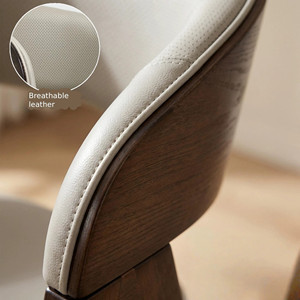 Nuova <span class=keywords><strong>Sedia</strong></span> da Pranzo in <span class=keywords><strong>Legno</strong></span> Massello di Quercia/Frassino, Design Moderno con Schienale Leggero, Pelle <span class=keywords><strong>Bianca</strong></span>, Arredamento per Casa <span class=keywords><strong>e</strong></span> Ristorante - Product Image 4