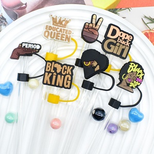 Oferta Especial: Tapones de Silicona Reutilizables de 10mm para Pajitas, Serie Chica Negra, con Cubierta Antipolvo, Accesorios para Bar - Product Image 4