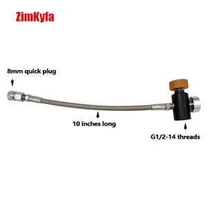 Kit adaptateur de remplissage d'air CO2 HP avec tuyau tressé de 10 pouces, manomètre 3000 psi ou 5000 psi, coupleur 8 mm compatible avec réservoir G1/2-14 - Product Image 4