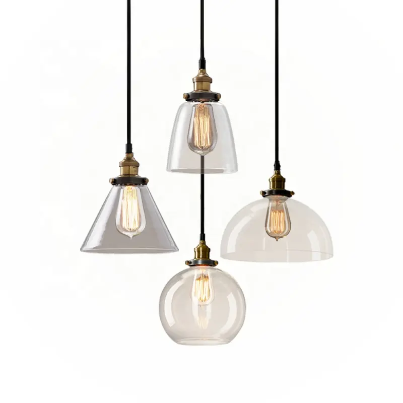 Brass Iron Glass Pendant Light Factory、Decoration Chandelier Ceiling Lamp Edison Bulb