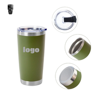 Thermos isotherme 20 oz, gobelet de voyage avec revêtement en poudre, personnalisable, en acier inoxydable, tasse à café réutilisable avec couvercle