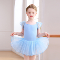 Tutú de Ballet para Niñas, Leotardo con Malla, Manga Corta, Vestido de Tul, Ropa de Baile para Niñas, para Clases de Danza y Actuaciones en Escenario