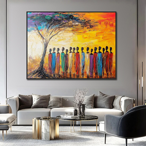 Paleta cuchillo lienzo hecho a mano abstracto 3D paisaje texturizado arte africano pinturas decoración de pared - Product Image 3