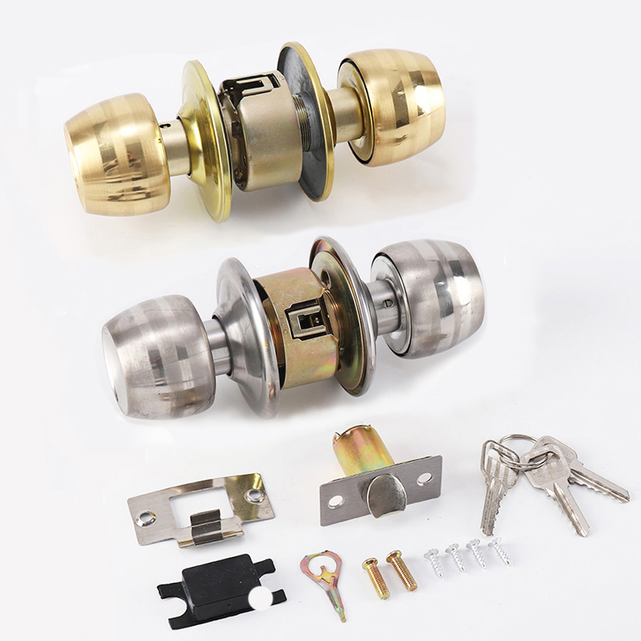 Double Sided Tubular Cylindrical Entry Door Knob and Handle Washroom Bathroom Handles Lock Knobs for Interior Door