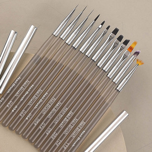 Ensemble de pinceaux à ongles multifonctionnels avec logo personnalisé et manche en plastique, 6mm, 9mm, 12mm, pour lignes, rayures, détails, plats, ronds, gel, éventail, ombré - Product Image 2