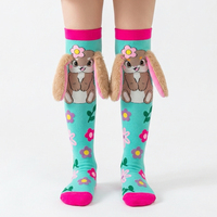 Chaussettes hautes 3D en peluche pour enfants, motif animaux mignons (lapin, hibou, koala, chien), en coton, pour tout-petits filles et garçons, amusantes