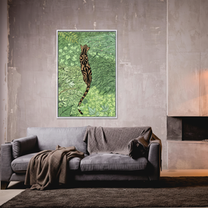 Elegant Printed Tiger Safari <b>Canvas</b> - Green Glass Art Animal <b>Wall</b> Decor,WHITE FRAMED <b>CANVAS</b> - Product Image 3