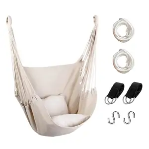 Outdoor Garden Indoor Furniture High Quality Portable Canvas Hammock Swing Chair Hanging Without Wooden Bar