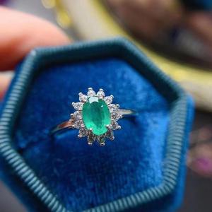 925 Sterling Silver Wedding Rings Set <span class=keywords><strong>Darry</strong></span> Plated Fine Big Últimas Flor Natural Esmeralda Oval Cut Diamante Clássico para Festa - Product Image 2