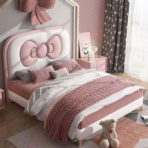 2025 New Bow Modern Comfortable Full Size Solid Wood Daybed with Cotton Upholstery for Kids Small Bedroom - Product Image 3