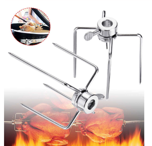 Fourchettes à viande en acier inoxydable pour rôtissoire Pince Grill Pics à viande Brochette pour barbecue avec vis de verrouillage Réglages rapides Outils de barbecue - Product Image 4