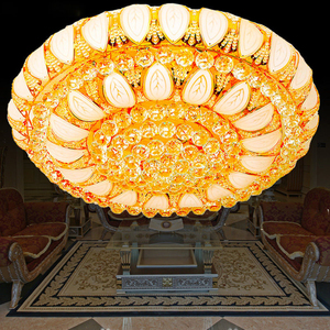 Chambre à coucher Plafonnier Encastré Véritable Corne d'abondance Motif Lustre Lumières Cristal Lotus Pétales Plafonnier - Product Image 3