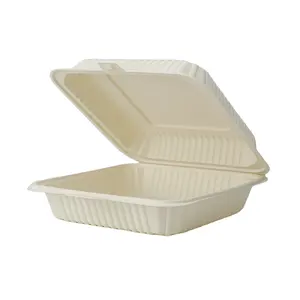 Embalaje de almuerzo biodegradable de 1000ml, caja de concha desechable, contenedor de almidón de maíz para alimentos, cajas de hamburguesas de almidón de maíz