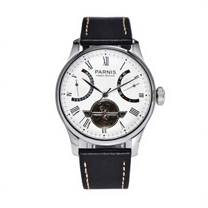 Reloj <span class=keywords><strong>Parnis</strong></span> de 43 mm, Esqueleto, Automático, Mecánico, para Hombre, Deportivo de Lujo, Caja Plateada, Correa de Cuero de 22 mm, Resistente al Agua 5 BAR - Product Image 3