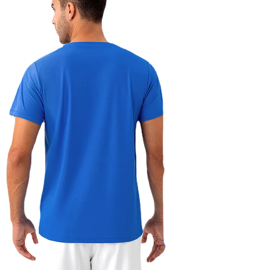 เสื้อยืดผู้ชายสำหรับออกกำลังกายในยิมเสื้อเทรนเนอร์แห้งเร็วคอกลม
