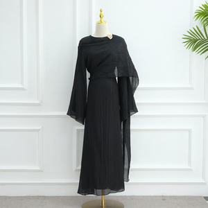 Abito Modesto con Maniche Plissettate e Scialle per Primavera 2025, <span class=keywords><strong>Abbigliamento</strong></span> <span class=keywords><strong>Islamico</strong></span> <span class=keywords><strong>Femminile</strong></span> per Occasioni Casual e Feste - Product Image 6