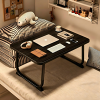 Table pliante portable en bois, petite table d'appoint pour lit, bureau d'étude, table à manger avec porte-gobelet et tiroir, grande table basse