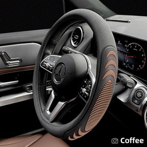 Housse de volant de voiture en daim gris populaire à 4 branches avec logo personnalisé pour hommes, antidérapante, ajustement universel pour la plupart des voitures - Product Image 6