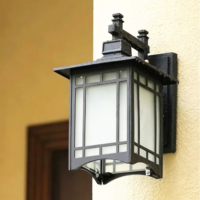 Lanterne vintage classique, IP65, étanche, en aluminium, cadre carré, treillis, enveloppe givrée, E27, 3500K, applique murale extérieure