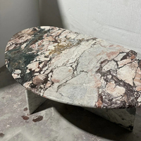 Table basse ronde en marbre rose Afyon Cammy Stone, plateau bas, multifonctionnelle, mobilier de salon de luxe