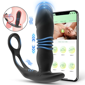 Popolare Butt Plug con Spinta e Controllo Remoto via App, Vibratore Prostatico, Anello Fallico <span class=keywords><strong>per</strong></span> Eiaculazione Ritardata e Stimolatore Anale, Giocattoli Sessuali <span class=keywords><strong>per</strong></span> <span class=keywords><strong>Uomo</strong></span> - Product Image 1
