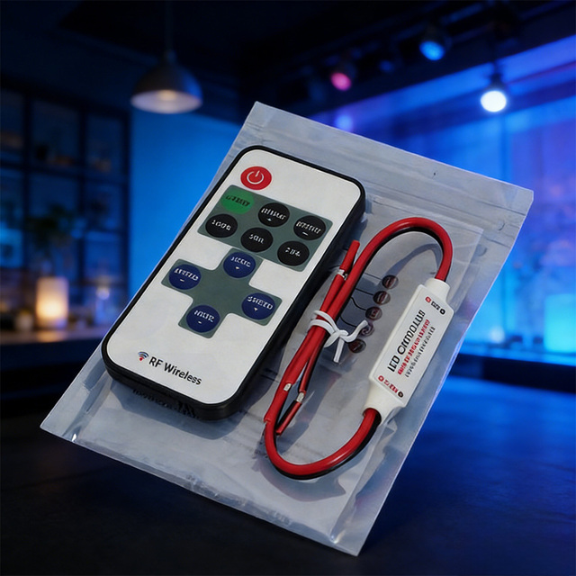LED Dimmer RF Wireless Remote Controller for 5V to 24V Monochrome LED Strip Lights with Smooth Brightness Control Light