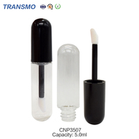 Contenants vides noirs pour gloss et blush, faible MOQ, 5 ml, en PETG et ABS, avec bouchon à vis, emballage cosmétique