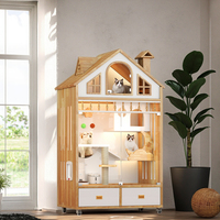 Cage pour chat en bois massif à prix d'usine, maison pour chat élégante à imprimé animal, meubles décoratifs pour animaux de compagnie d'intérieur pour la maison