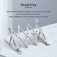 Support pour ordinateur portable pliable à double triangle réglable sur 7 niveaux en alliage d'aluminium pour bureau, compatible avec les ordinateurs portables, les claviers et les tablettes