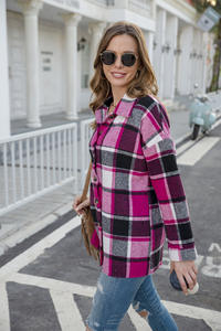 Bahar güz kadın kıyafetleri açık ceket kadın ekose Shacket bayanlar flanel ceket artı boyutu bayan mont - Product Image 3