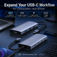 Estación de Conexión USBC 8 en 1, HDMI 4K*60Hz, Puerto de Datos USBC de 10Gbps, 3 Puertos USBA 3.0, Adaptador de Carga PD de 100W para Laptop MacBook Pro Dell XPS